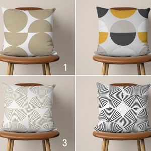 Half Circle & Circle Pattern Cushion Cover, Mid Century Modern Pillow Case, Geometric Abstract Pillow Cover, Boho Room Decor, All Sizes