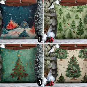 Federa per cuscino con alberi di Natale, federa per cuscino con scena di foresta di pini natalizi, federa per cuscino invernale festivo, arredamento accogliente per la casa, regalo di felice anno nuovo