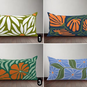 Federa per cuscino lombare Boho Floral Groovy, federa per cuscino con fiori astratti Mid-Century Modern, federa per cuscino verde-blu retrò botanico, qualsiasi dimensione