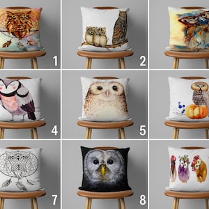 Cute Owl Pillow Cover, Animal Cushion Cover, Bird Throw Pillow Case, Colorful Decoration, Any Size Pillows, Cover Only, 16x16, 18x18, 20x20