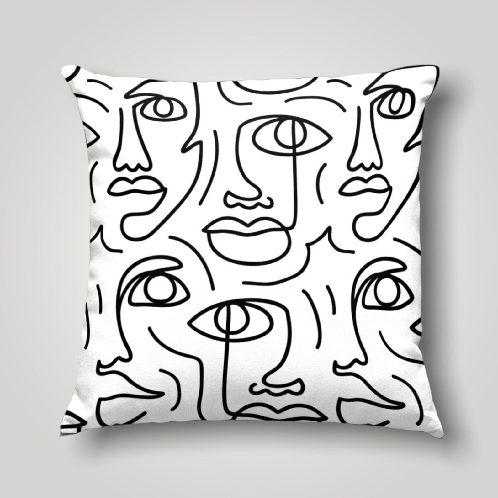 One Line Art Pillow Case Minimalist Pillow Cover Portrait Etsy
