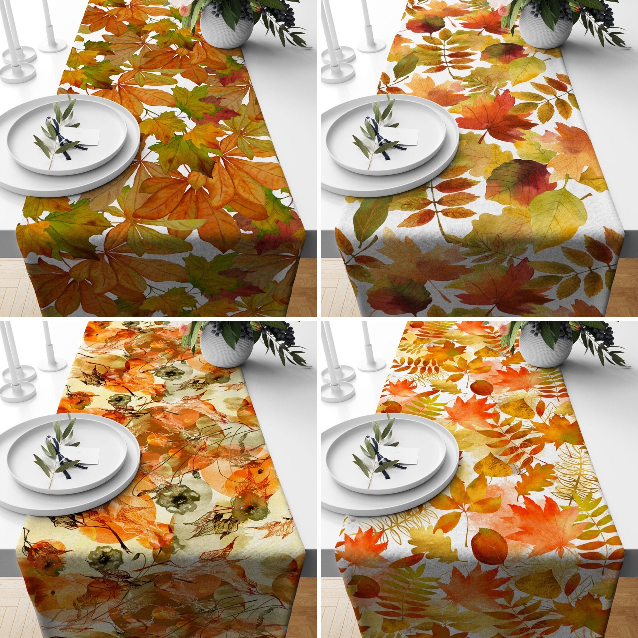 Seliem Tischläufer Frühling Sommer – Vögel & Blumen Design, Jute-Optik, Für Küche & Esstisch
