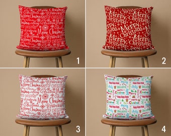Copertura per cuscino di buon Natale, copertura per cuscino Noel citato, federa per cuscino da lancio Red Holly Jolly Ho Ho, arredamento della fattoria, solo copertina, regalo invernale