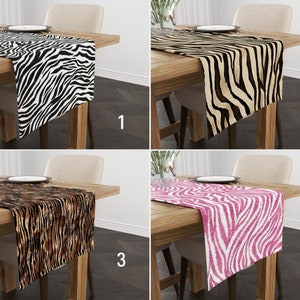 Zebra Print Art Table Runner, African Style Animal Print Runner, Safari Nature Tablecloths, Digital Art Textile, AAny Size Table Runner