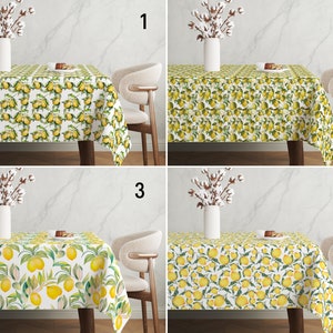 Lemon Design Summer Tablecloth, Yellow Italian & Sicilian Style Tablecloth, Mediterranean Citrus Table Cover, Lemon Home Decor,Kitchen Decor
