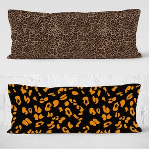 Animal Print Lumbar Pillow Case, Leopard Print Body & Bolster Pillow Cover, Brown Oversized Long Pillow Cover, Any Size Pillow, 12x16 12x18