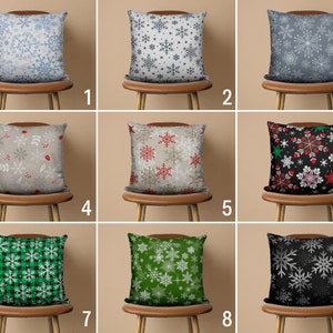 Snowflakes Pillow Cover, Winter & Snow Pillowcase, Christmas Cushion Cover, Living Room Decor, New Year&#39;s Present, 18x18, 20x20