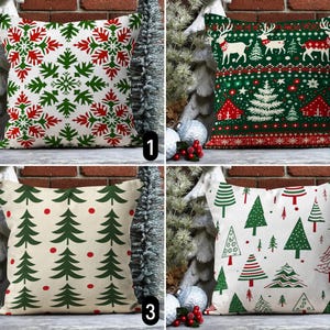 Federa per cuscino natalizio rosso verde, federa per cuscino natalizio nordico invernale, federa per cuscino con pini, renne e fiocchi di neve, arredamento rustico e accogliente per la casa