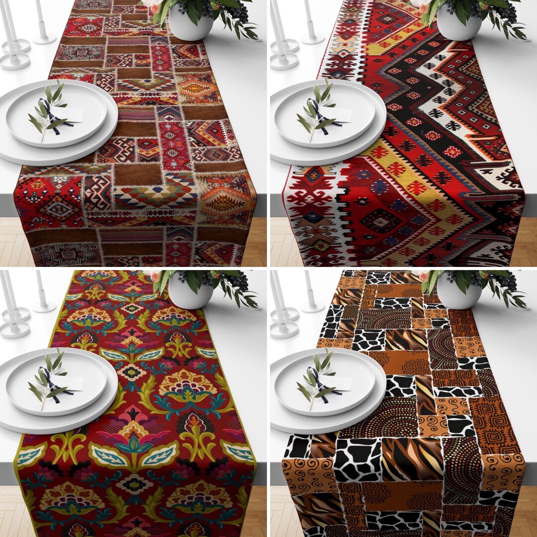 Rug Table Runner, Southwestern & Terracotta Runner, Kilim Tablecloth