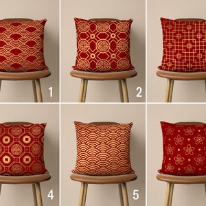 Red & Yellow Ornaments Pillow Cover, Elegant Pillow Case, Digital Print Cushion Cover, Any Size Pillow, Decorative Pillow Covers