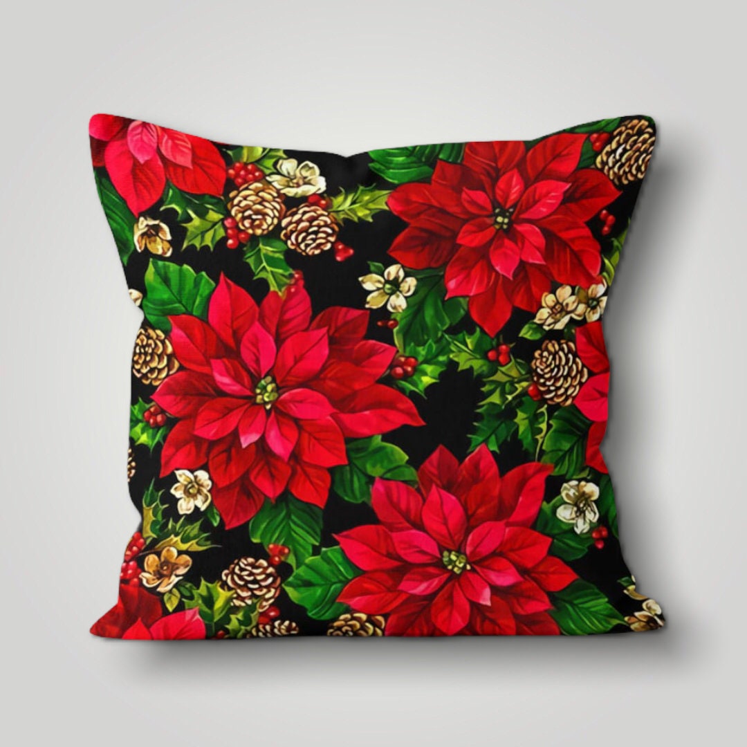 Red Flowers Throw Pillow Cover Summer Trend Floral Cushion Etsy UK