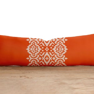 Orange Lumbar Pillow Cover, Ikat Bolster Pillow Case, Ethnic Long Pillow Cover, Cover Only, Any Size Pillow, 12x16, 12x18, 12x20, 16x24 2