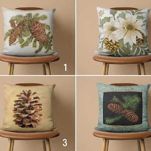 Copertura per cuscino pigna, federa verde e marrone, copertura per cuscino invernale, decorazione floreale natalizia, regalo di Capodanno, 18x18, 20x20 16x16