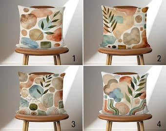 Abstract Boho Pillow Case, Colorful Leaves Pattern Throw Pillow Cover, Abstract Custom Cushion Cover, Boho Home Decor, Living Room Decor