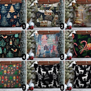 Federa per cuscino natalizia e invernale, federa per cuscino festivo con albero di pino, fodera per cuscino con design cervo nero, decorazione per la casa Boho, Euro Sham, 18x18