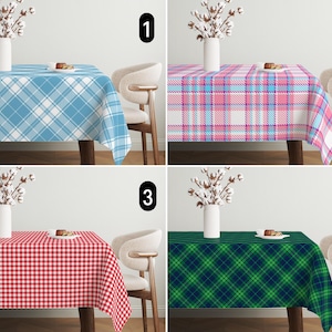 Tovaglia con motivo a quadri e quadretti, tovaglia blu rosa verde rosso con motivo tartan, tovaglia rustica a quadri da fattoria, arredamento per sala da pranzo