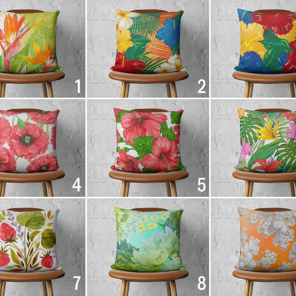 Colorful Flowers Throw Pillow Cover, Bright Colors Floral Pillow Case, Spring Cushion Cover, Living Room Decor, Any Size Pillow, 16x16 14x14
