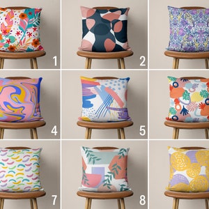 Colorful Abstract Accent Pillow Case, Modern Multicolor Pillow Cover, Eclectic Cute Design Pillow Cover, Boho Home Decor, Any Size Euro Sham