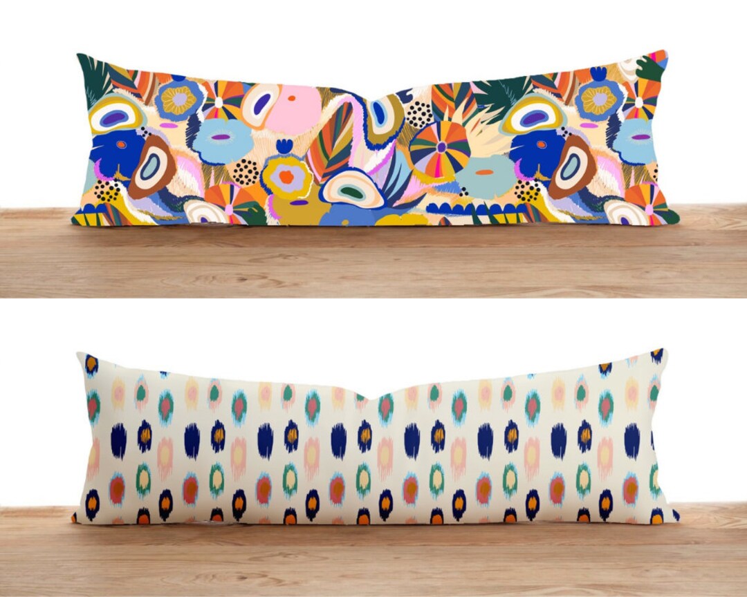 Abstract Lumbar Pillow Cover, Colorful Body Pillow Case, Modern Long