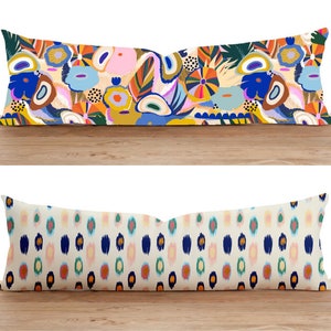 Abstract Lumbar Pillow Cover, Colorful Body Pillow Case, Modern Long Pillow Cover, Country House Decor, All Sizes Pillow Cover, 14x36, 12x36