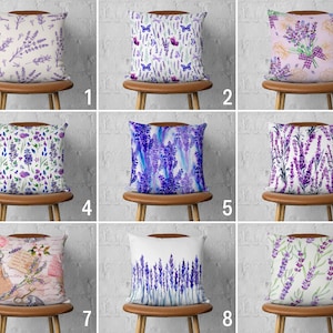 Lavender Pillow Case, Floral Lilac Pillow Cover, Purple Flowers Cushion Cover, Living Room Decor, Any Size Pillow, Handmade Pillow, 24x24