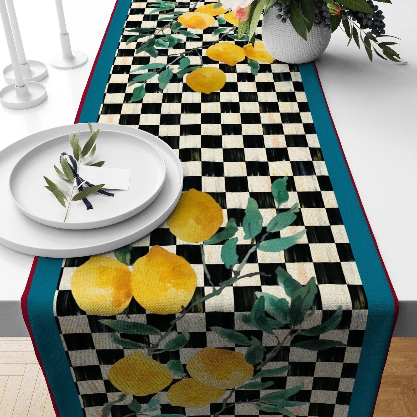 Tovaglia rettangolare con fiore di limone estivo decorazione per feste