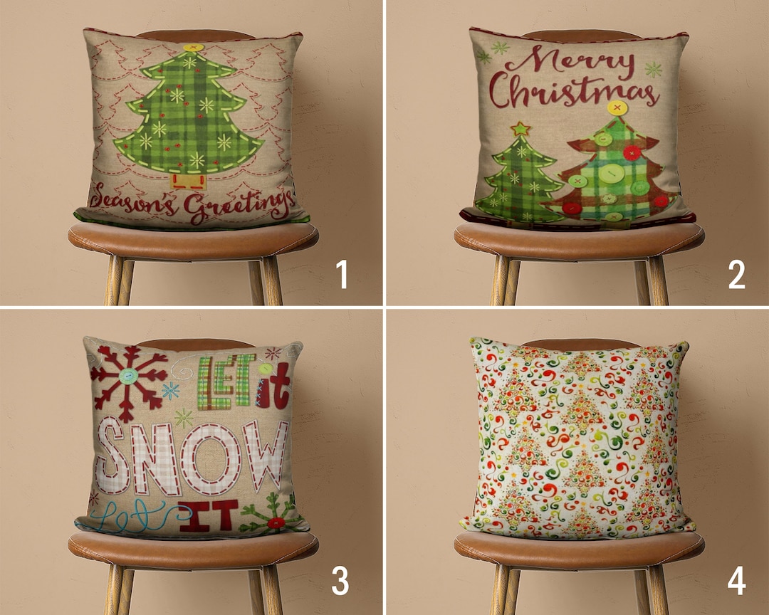 Merry Christmas Pillow Cover, Let It Snow Holiday Pillow Case, Winter