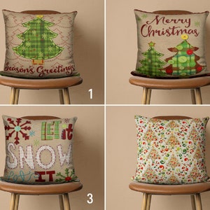 Federa per cuscino di buon Natale, federa per cuscino per le vacanze Let it Snow, fodera per cuscino per albero di pino di Natale invernale, cuscino di qualsiasi dimensione, regalo di Capodanno