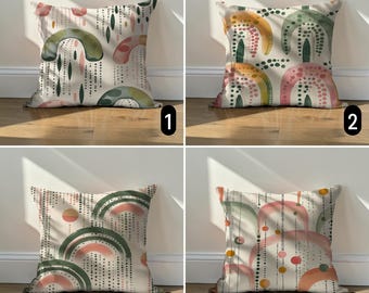 Boho Abstract Arch Pillow Case, Pastel Mid Century Cushion Cover, Modern Nursery Decor