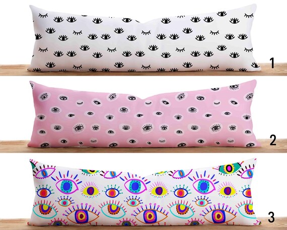 Eyes Pattern Modern Lumbar Pillow Cover, Pink Abstract Minimalist