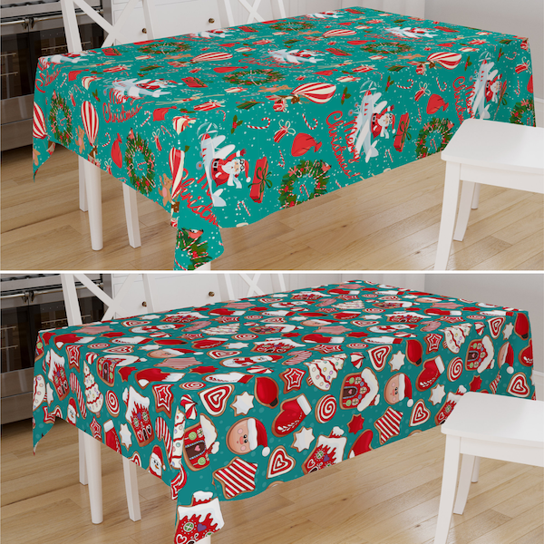 Blue Christmas Tablecloths Etsy