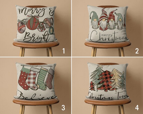 Christmas Words Pillow Cover Boho Xmas Cushion Cover Holiday