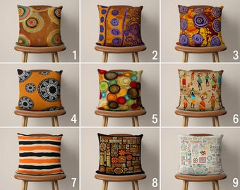 Orange Abstract Pillow Cover, Boho Cushion Cover, Circles Throw Pillow Case, Any Size Pillow, Bohemian Decor, Any Size Pillow, 28x28 26x26