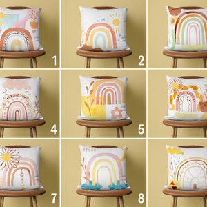 Boho Rainbow Kids Pillow Cover, Playroom Pillow Case, Soft Pastel Colors Cushion Cover, Any Size Pillow, Only Cover, 16x16 18x18, 20x20