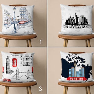 Poszewka na poduszkę City, Poszewka na poduszkę Town, Poszewka na poduszkę Paris New York London Toronto, Poduszka w dowolnym rozmiarze, Poszewki na poduszki na kanapę, 12x12 14x14