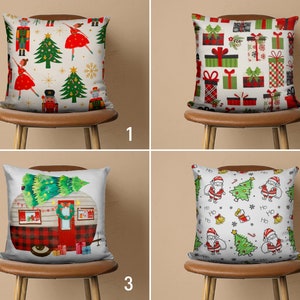 Gioiosa copertura per cuscino natalizio rosso e verde, copertura per cuscino Happy Noel, federa per cuscino di albero di pino di Natale, cuscino fatto a mano, copertura per cuscino decorativa
