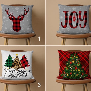 Federa per cuscino natalizio dal design scozzese, accogliente fodera per cuscino invernale, federa per cuscino con albero di pino e cervo, decorazione con motivo scozzese, 18x18, 20x20, solo copertina