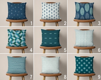 Teal Blue Abstract Pillow Case, Modern Pillow Cover, Lumbar Cushion Cover, Digital Print Decor, Sitting Room Decor, Handmade Pillow, 20x20