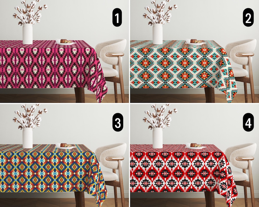 Boho Tribal Ethnic Tablecloth, Aztec Design Southwestern Tablecloth ...