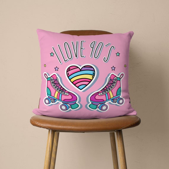 90's Love Pillow Cover, 90's Cushion Cover, Retro Pillow Case