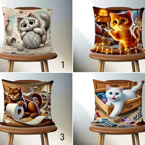 Housse de coussin chaton amusant et amusant, housse de coussin chats jolis et mignons, taie d'oreiller de taille personnalisée, cadeau pour maman et papa de chat, toutes les tailles