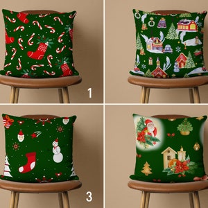 Green Christmas Pillow Cover, Holiday Cushion Cover, Winter Throw Pillow Case, Christmas Gift, Personalized Pillow Cover, 18x18 20x20 22x22