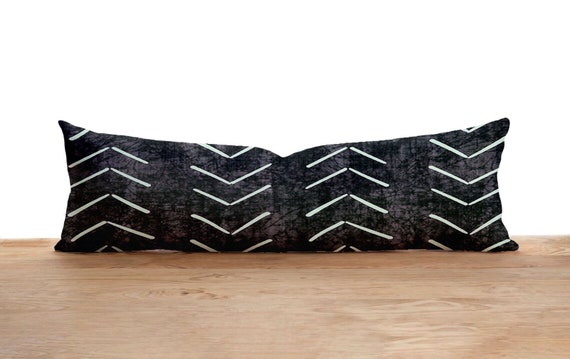 Tribal Pattern Lumbar Pillow Cover Geometric Bolster Pillow Case Ethnic Black Gray Long Pillowcase Any Size Pillow 16x24 20x28 Etsy Canada