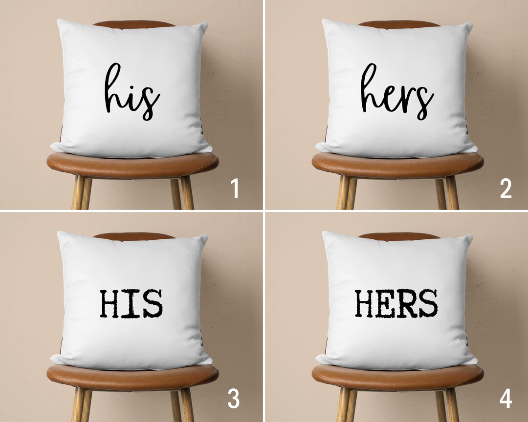 His and her throw pillows deals