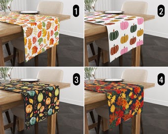 Caminho de mesa com abóboras e folhas boho, caminho de cozinha aconchegante com tema de colheita de outono, toalha de mesa rústica de outono, decoração de mesa de Ação de Graças, todos os tamanhos personalizados