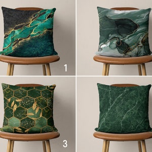 Green Marble Pillow Covers, Abstract Cushion Cover, Marbling Pattern Pillow Case, Unique Luxury Home Decor, Any Size Cover, Design Options