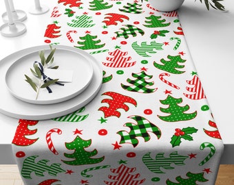 Phestival Christmas Table Runner 6-Piece Set - Holiday Dining Decor With Santa & Snowflakes - View #6