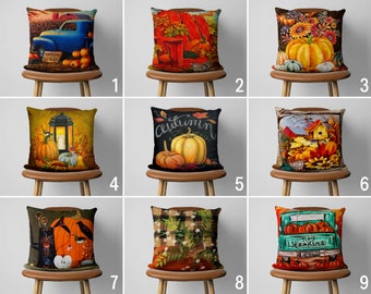 Herbst Kissenbezug, Kissenbezug Orange Kürbisse, Herbst Kissenbezug, Thanksgiving Dekor, Wohnzimmer Dekor, Benutzerdefinierte Kissen, nur Bezug