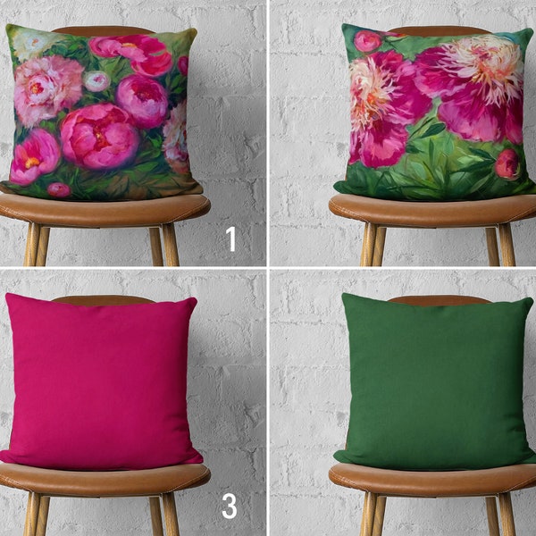 Green Floral Pillow Etsy