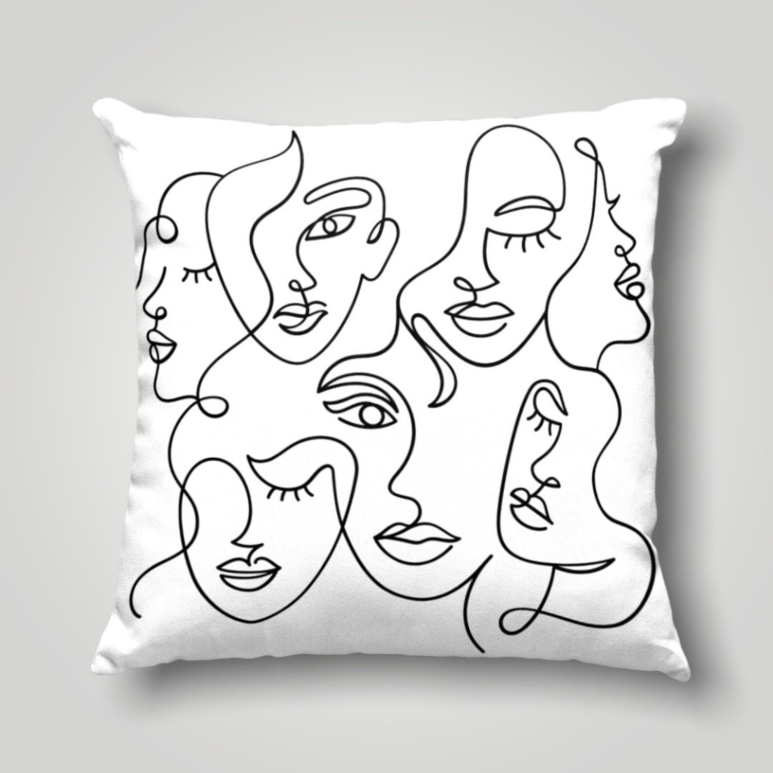 One Line Art Pillow Case Minimalist Pillow Cover Portrait Etsy